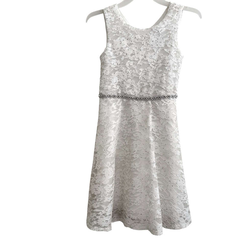 Speechless White Lace Dress Sparkly Embellished Sleeveless Toddler Girls 4T